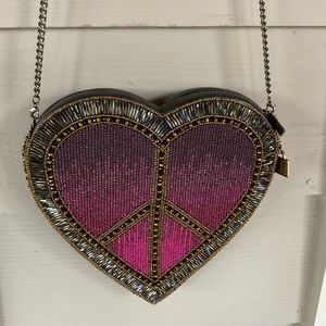 Mary Frances. M&F  heart bag . Silver chain. NWOT